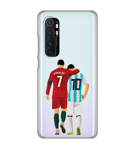 Xiaomi Mi Note 10 Lite Uyumlu Lionel Messi ve Cristiano Ronaldo Desenli Şeffaf Telefon Kılıfı