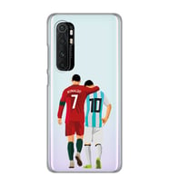 Xiaomi Mi Note 10 Lite Uyumlu Lionel Messi ve Cristiano Ronaldo Desenli Şeffaf Telefon Kılıfı