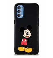 Oppo Reno 4 Soft Premier Kapak Mickey Mouse-B Tasarımlı Silikon Kılıf - Siyah (Şeffaf)
