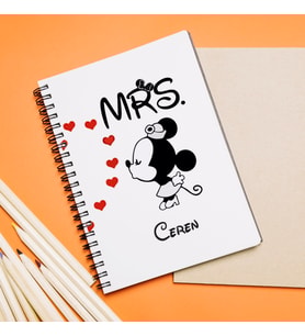 Minnie Mouse Sevgili Çift Tasarımlı Defter Kişiye Özel
