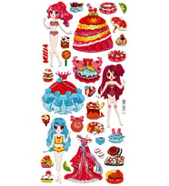 Sticker Kabartmalı Stiker Defter, Planlayıcı Etiket (sk101) 9x18 cm- Kız Giydirme
