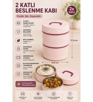 2 Katlı Beslenme Kabı Sızdırmaz Kapaklı Yemek Saklama Kabı