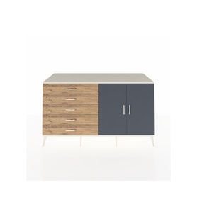 Kronos Konsol 2 Raflı 5 Çekmeceli 2 Kapaklı 176x59x99 Aytaşı-Antrasit/Çam