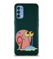 Oppo Reno 4 Soft Premier Kapak Salyangoz Gary Tasarımlı Silikon Kılıf - Yeşil (Şeffaf)