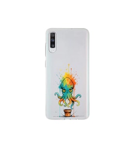 Samsung Galaxy A70S ile uyumlu Splash ahtapot tasarımlı şeffaf silikon kılıf