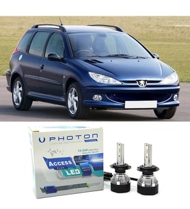 Peugeot 206 SW Uzun+Kısa Far Ampulü H4 Access Yeni Seri Beyaz 2002-2007