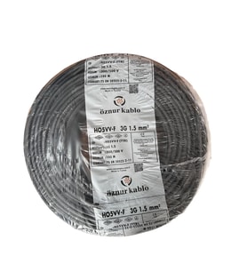 ÖZNUR 45MT 3X1,5MM TTR BAKIR ELEKTRİK KABLOSU SİYAH