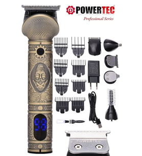 POWERTEC TR-1000 (6in1) 6 Başlıklı Erkek Bakım Kiti Saç Sakal Vücut Kulak Burun Kıl Tüy Alma Makinesi