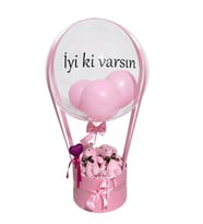 Pembe Peluş Ayıcıklı Ve Kişiselleştirilebilir ''İyi Ki Varsın '' Balonlu Süs Kutusu