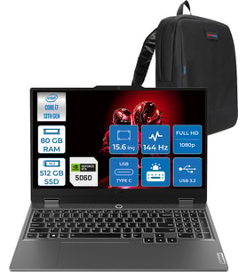 Lenovo Loq 15IRX10 Intel® Core I7-13650HX 80GB Ddr5 512GB SSD 15.6" 8GB/RTX5060 100W (1920X1080) IPS 300NITS 144Hz, G-Sync® Freedos Gaming BILG.83JE00ETTRF22+ZETTAÇANTA