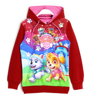 Skye Everest Baskılı Kapüşonlu Paw Patrol Kız Çocuk Sweatshirt Hoodie Kırmızı