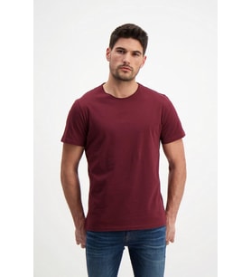 Bordo Erkek Yıkamalı Basic T-shirt