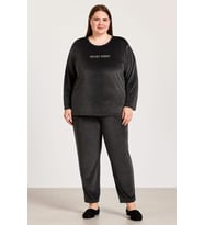 Kadın 13213 Büyük Beden Kadife Pijama Takımı