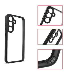 Vendas Samsung S24 Plus Uyumlu Roll Serisi Kamera Korumalı Şeffaf Arka Yüzey New Roll Kılıf (Siyah)
