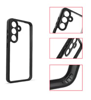 Vendas Samsung S24 Plus Uyumlu Roll Serisi Kamera Korumalı Şeffaf Arka Yüzey New Roll Kılıf (Siyah)
