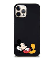 Apple iPhone 12 Pro Soft Premier Kapak Mickey Mouse-F Tasarımlı Silikon Kılıf - Siyah (Şeffaf)