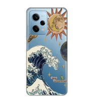 Redmi Note 12 Pro 5G Uyumlu Güneş ve Dalga Desenli Şeffaf Telefon Kılıfı