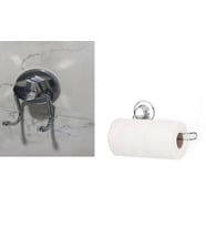 Hem Vakumlu Hem Vidalı Banyo Aksesuarı 2 li Set Kağıt Havluluk + Havlu Askısı Krom