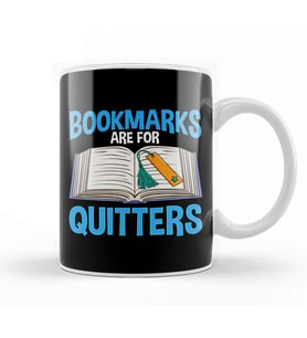 Bookmarks Are For Quitters Funny Reading Pun Kupa Bardak Porselen