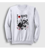 Presmono Unisex Beyaz Tanjiro Nezuko V2 Anime Demon Slayer Kimetsu No Yaiba Sweatshirt 309011tt