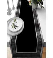 Silver Çerçeveli Desen Premium Masa Örtüsü Runner RNR399