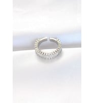 Sıralı Baget Taşlı Silver Renk Ayarlanabilir Yüzük
