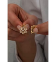 925 Ayar Gümüş Gold Kartanesi Küpe
