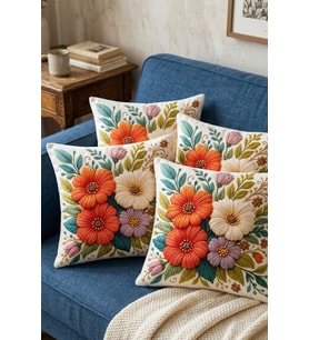 4lü Kırlent Kılıfı, Dijital Baskılı Çift Taraflı Kırlent Kılıfı 45x45cm