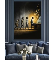 İnsanın Evrimi Modern Sanat Dekoratif Kanvas - Mdf Ahşap Tablo