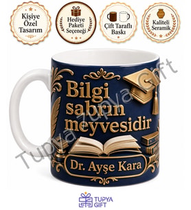 Doktora Mezuniyeti Hediyesi İsme Özel Baskılı Kupa Bardak PhD Hatıra Hediye