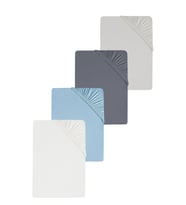 4 Adet Düz Pamuklu Tek Kişilik 120 x 200 x 30 cm Lastikli Penye Çarşaf (Beyaz-Gri)