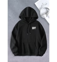 Unisex Kadın Erkek Why Baskılı Oversize Sweatshirt (Siyah)