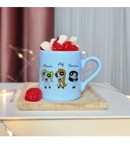 Power Puff Girls Tasarımlı Kişiye Özel Mavi Türk Kahvesi Fincan