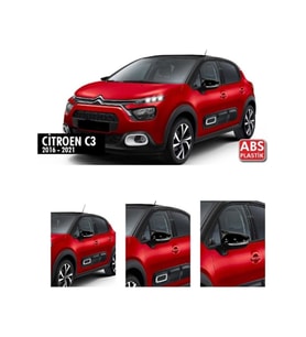 citroen c3 (2016-2021) parlak siyah boyalı batman-yarasa ayna kapağı
