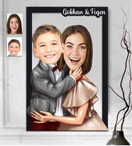 Kişiye Özel 3D  Ahşap Tablo Anne Ogul 30x40 -1