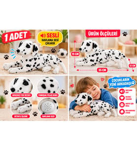 Sesli Peluş Dalmaçyalı Köpek 35 CM Havlayan Sevimli Yumuşak Peluş Oyuncak