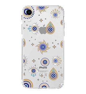PrintiFy iPhone XR ile Uyumlu Nazar Boncuğu 5  Kamera Korumalı Şeffaf Silikon Kılıf