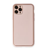 Apple İphone 11 Pro Kılıf Coco Deri Silikon Kapak - Pudra
