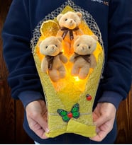 Led Işıklı Kahve Ayıcıklı Peluş Ayıcık Buketi Doğum Günü Hediyesi Arkadaşa Hediye Sevgiliye Hediye (Model 3)