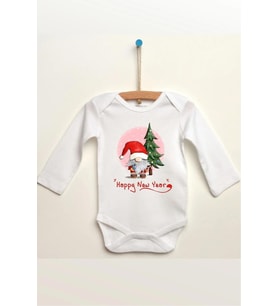 Happy New Year Özel Tasarım Bebek Zıbın Pamuklu Çıtçıtlı Body