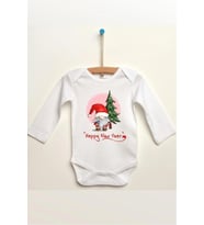 Happy New Year Özel Tasarım Bebek Zıbın Pamuklu Çıtçıtlı Body