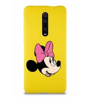 Xiaomi Mi 9T Pro Soft Premier Kapak Minnie Mouse-A Tasarımlı Silikon Kılıf - Sarı (Şeffaf)