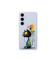 Samsung Galaxy S24 Plus ile Uyumlu Splash Kedi Tasarımlı Şeffaf Silikon Kılıf