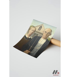 Grant Wood American Gothic, Çerçevesiz Yüksek Kalite Duvar Afişi - Sanatsever Hediyesi