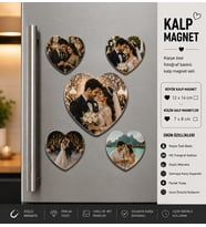 Kalp Fotoğraf Magneti Düğüne Özel Kişiselleştirilebilir Gelin Damat Anı Hediye Seti