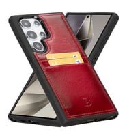 Bouletta Samsung Galaxy S24 Ultra Uyumlu Deri Arka Kapak FXCP V4EF (Kırmızı)