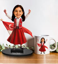 Kişiye Özel 23 Nisan Tasarımlı Kız Çocuğu Karikatür Biblo Ve Kupa Hediye Seti 265