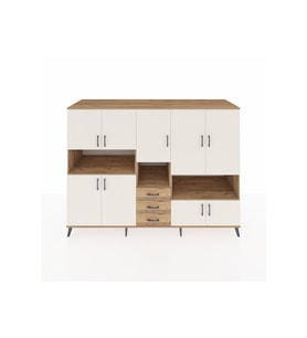 Kronos Dolap 13 Raflı 3 Çekmeceli 9 Kapaklı 220x59x163 Çam-Aytaşı/Çam