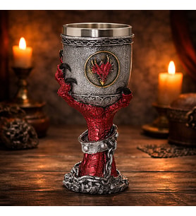 Orta Çağ Ejderha Figürlü 3D Kabartmalı Fantasy Kadeh Bardak Metal İç Hazneli Dekoratif Koleksiyon