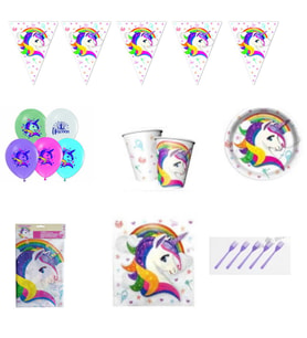 Unicorn Doğum Günü Süsleri ve Parti Seti 8 Kişilik-